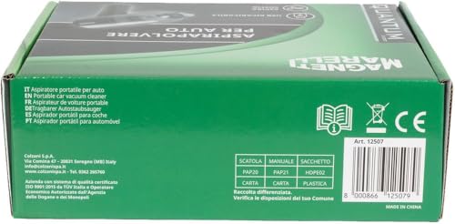 Magneti Marelli USB-wiederaufladbarer Autostaubsauger, 7,4 V, 60 W, leistungsstark und kompakt, mit waschbarem Filter und mitgeliefertem Zubehör, ideal zum Reinigen, Staubsaugen und Blasen von Autos