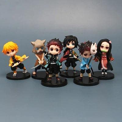 Image of Gifts - Demon Slayer Action Figures with Base - Set of 6 | 10 cm | Anime Lovers | Japanese Manga| Nezuko | Inosuke | Tanjiro | Zenitsu | Giyuu | Kyoujurou | No Box | (Variant2)