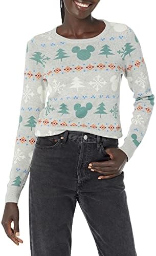 Amazon Essentials Disney | Marvel | Star Wars | Princess Lightweight Crew Sweaters, Mickey Fair Isle-Womens, XX-Large