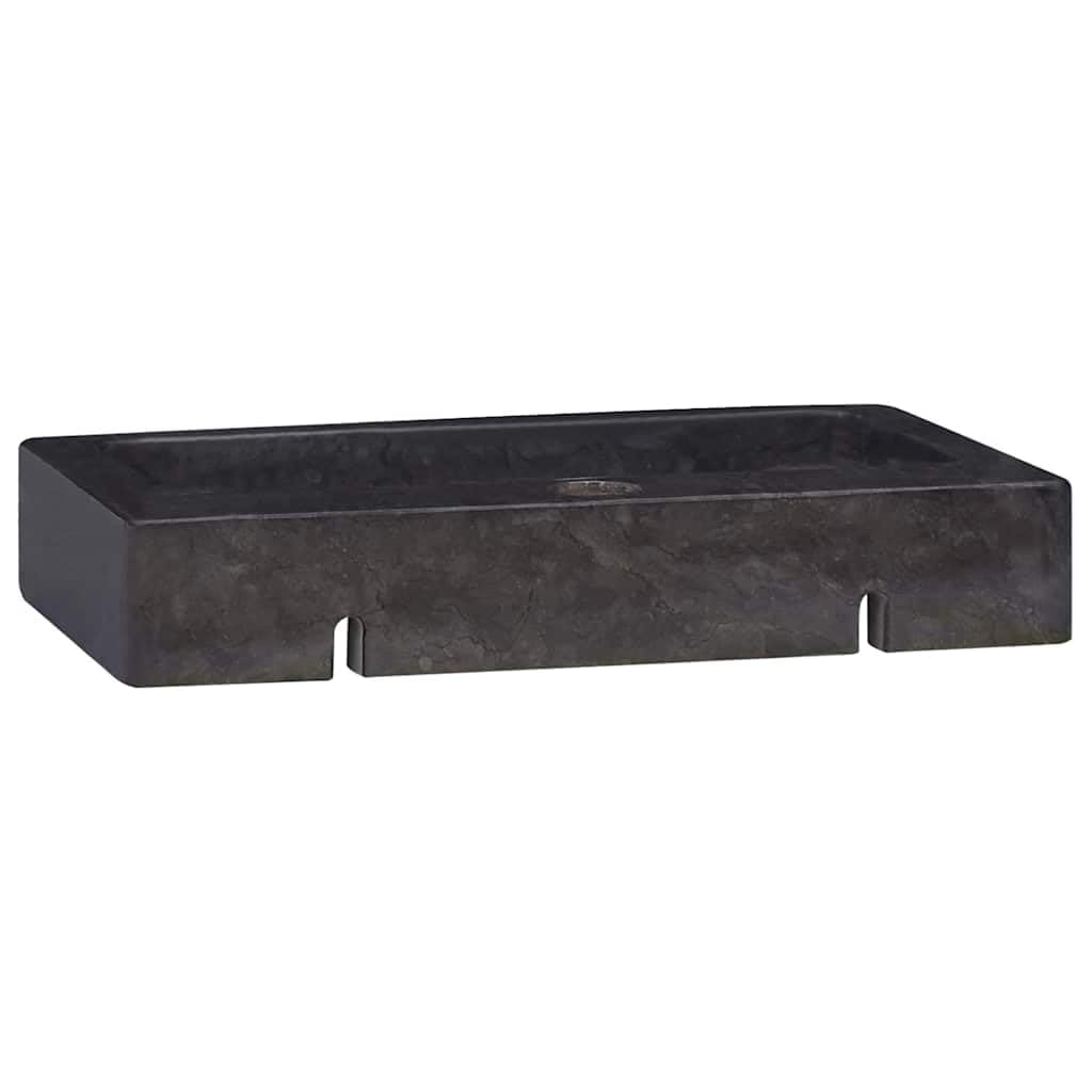 Lavabo da parete in marmo nero, 38 x 24 x 6,5 cm, per bagno degli ospiti, per ristrutturazione e ristrutturazione
