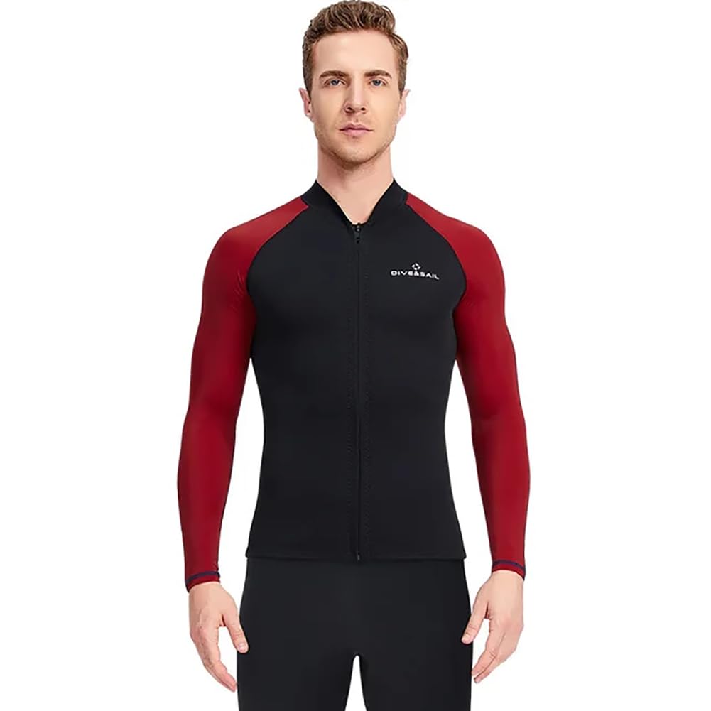 WYYHAA Wetsuits Tops Women & Men, 1.5mm Neoprene + Lycra Long Sleeve Front Zipper Jacket, Diving Suit Keep Warm for Surfing Swimming Scuba Kayaking,Men,3XL