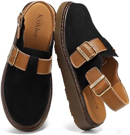 KYIKHOR Women's Suede Leather Loafer Slip-Ons|Genuine Suede Clogs...