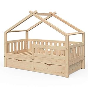 VitaliSpa Hausbett Holz Kinderbett 80x160 mit Schubladen