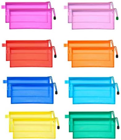 JM-capricorns 36pcs 9 x 4-1/2 inches Big Capacity Waterproof Plastic Double Layer Zipper File Bags zipper pouches Invoice Pouches Bill Bag Pencil Pouch Pencil Case Pen Bag (10 Colors)