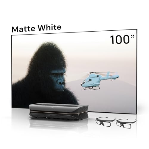AWOL VISION LTV-3500 Pro with 100" Matte White Screen MW100 Bundle, Dolby Vision & Atmos, HDR10+, 150" UST Laser TV Home Theater Projector with 100" matte white screen