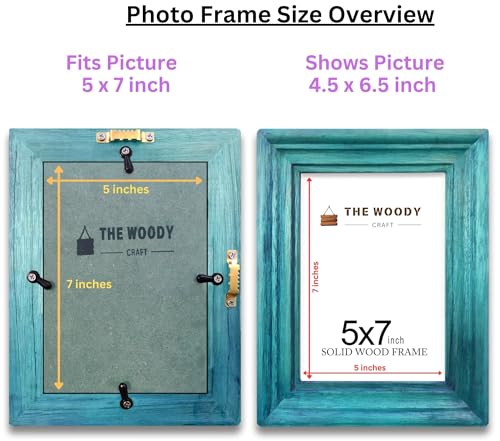 Image of 5x7 Photo Frame | Frame for Wall Decoration | Photo Frame Small | Blue Wooden Frame for Wall | Perfect for Home, Office & Living Room, Ideal Gift for Friends (5x7 inch, Blue)