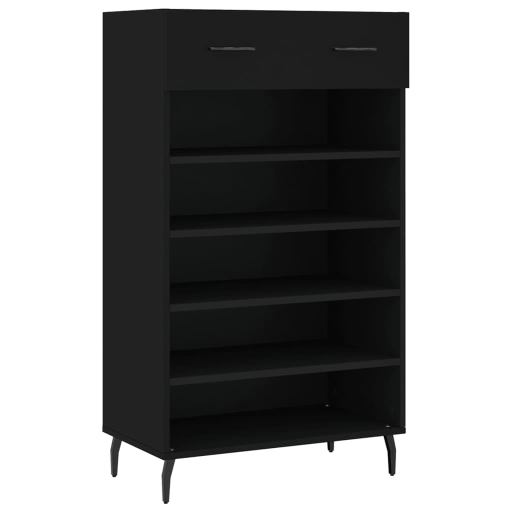 vidaXL Shoe Cabinet Cupboard Rack Shelf Black Engineered Wood
