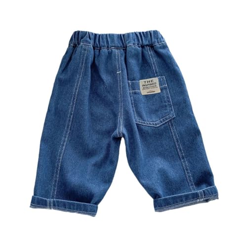Baggy Jeans for Toddler Boys Solid Lightweight Elastic Waist Washed Jeans with Pocket Comfy Casual Trousers