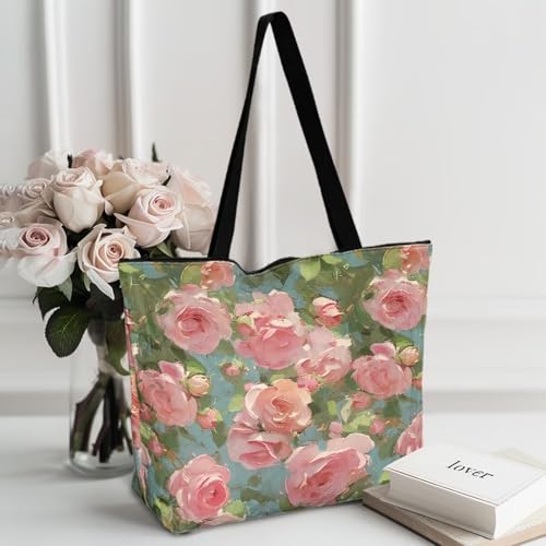 Image of Art Lover Zippered Tote Bag Waterproof Large Work Tote Bags, Artwork Women's Purse Handbags Travel Totes
