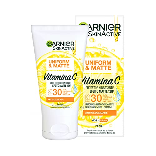 Garnier Uniform & Matte, Protetor Solar Facial Hidratante com Vit...