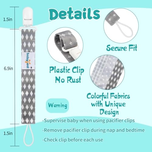 Image of babygoal Baby Neutral Pacifier Clips, 3 Pack Binky Paci Holder and Leash Fits for Most Pacifier and Binkies PS06