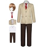 LMJXHCR Light Yagami Cosplay Costume with Wig Yagami Light Cosplay School Uniform Set Halloween Party (Costume+Wig, L)