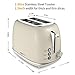 Keenstone Retro 2-Slice Touchscreen Toaster with LCD Screen, Smart Features: Bagel, Reheat, Defrost, Cancel, 6 Shade Settings & Removable Crumb Tray (Beige)