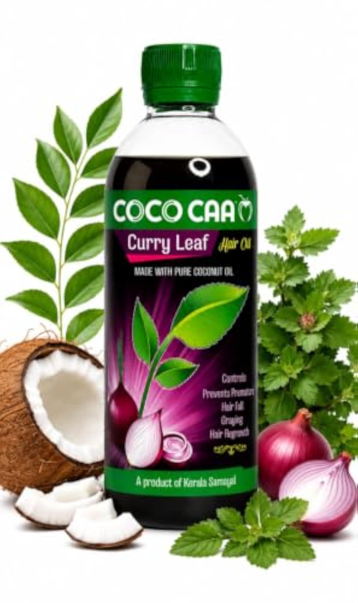 Curry Leaf Hair Oil, Coconut Oil & Herbs Blend