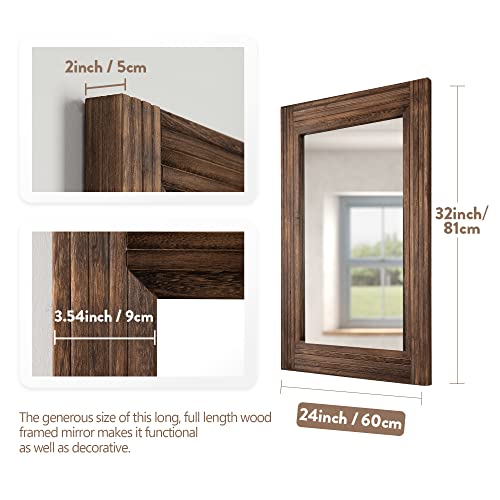 Yoshoot Hand-Made Wooden Spliced Wall Mirror For Bathroom, Rustic Farmhouse Vanity Mirror, Décor Wall Art, Solid Wood Frame, Vertical Or Horizontal Hanging #TOP1