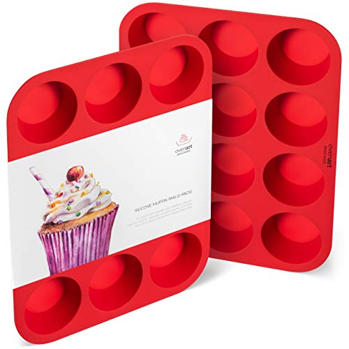 OvenArt Bakeware Silicone Muffin Cupcake Pan 12-Cup 2-Pack