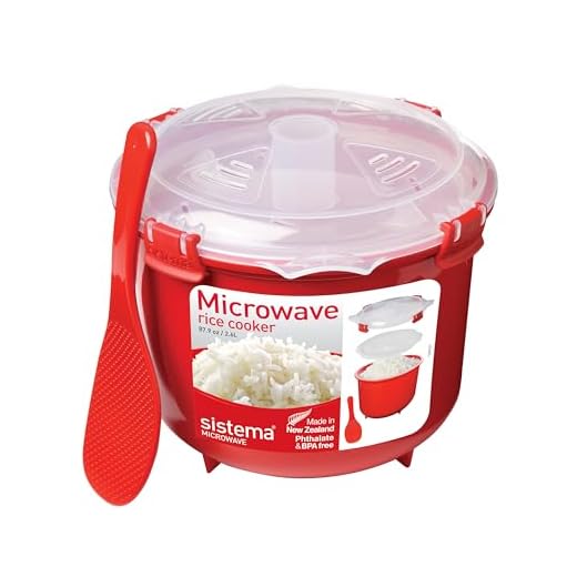 Sistema cuociriso per microonde | 2,6 l | Cuociriso piccolo lavabile in lavastoviglie | Senza BPA | Rosso