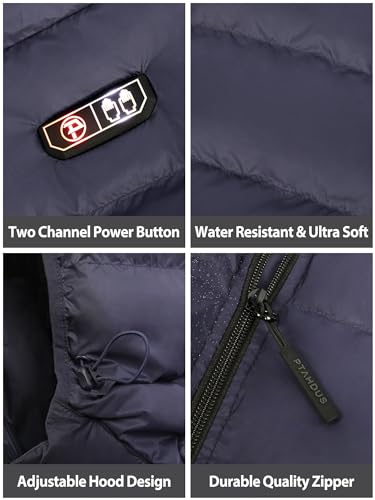 PTAHDUS Men’s Heated Jacket with Battery Pack 7.4V, with Hand Warmer Pocket Lightweight Heated Puffer Jacket Men4