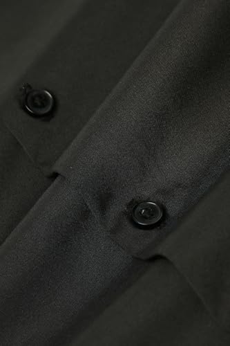 Image of SNITCH Men Formal Shirt | Tailored Slim Fit Full Sleeve Spread Collar Solid Style | Breathable Polyester Viscose Blend Twill Fabric for Office & Evening