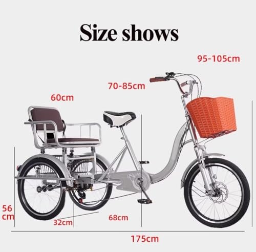 Triciclo Adulto Tandem con Asiento Trasero Rojo 20" miniatura 2