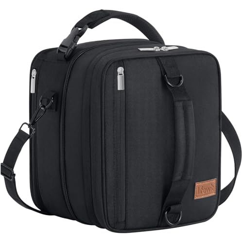 Lifewit Bolsa térmica para el Almuerzo, portátil y expandible, con Correas para el Hombro y 2 Paquetes de Hielo, Aislante, para el Trabajo y la Escuela, 12 l, Color Negro