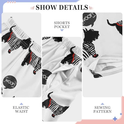 Boys' Pants Cute Terrier Dogs Black Long Bottoms Jogger Pants Elastic Waist Trousers with Pockets S-XL4