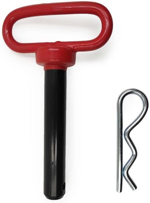 Trailer Tow Hitch Lock Pin with Rubber-Coated Handle, Red Head Hitch Pin-For Towing Cargo, Boat, RV, Car, Truck, ATV (7/8 x 4-1/2 inch)