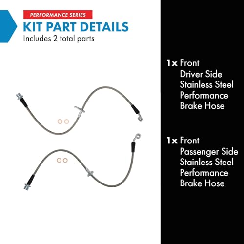 Image of TRQ Front Performance Brake Hose Set Compatible with 2003-2011 Honda Element