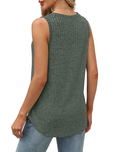 Image of Saloogoe Tank Tops for Women 2025 V Neck Summer Sweaters Vest Lightweight Curved Hem Spring Beach Fashion