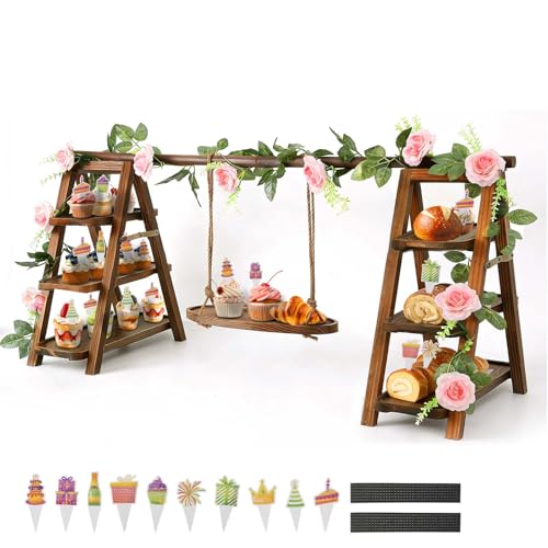 Wooden Cupcake Stand, 3 Tier Dessert Display Serving Tray with
