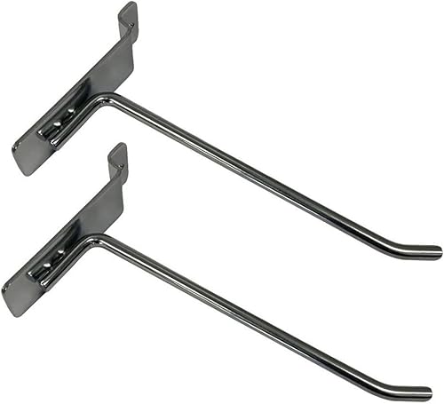 Ganchos Slatwall de 8 pulgadas, cromo, pantalla de suspensión, ganchos de panel de exhibición de alambre de metal, juego de 2 piezas