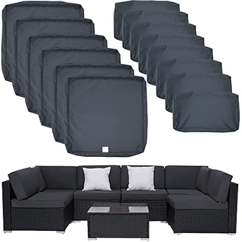 ClawsCover 14Pack Outdoor Patio Seat and Back Cushions Replacement Covers Fit for 7Pieces 6-Seater Wicker Rattan Sectional Couch Chair Furniture Set,Dark Grey-Include Cover Only (Large) Cover