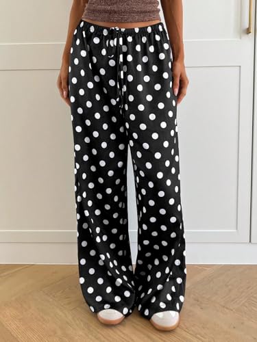 Image of MakeMeChic Women's Summer Satin Silk Pants Casual Flowy Pants Beach Vacation Wide Leg Pants