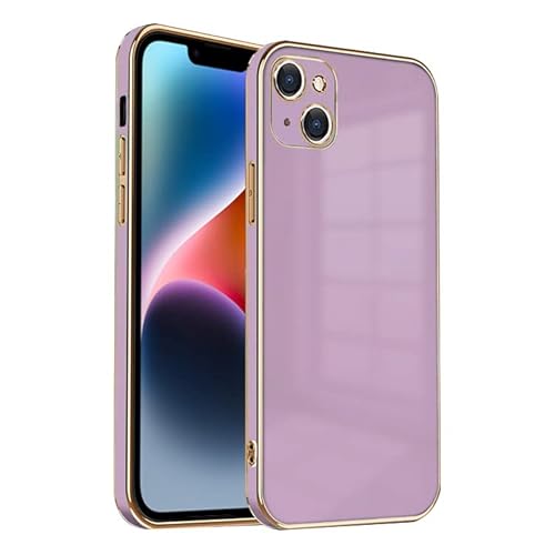 ZNX\ZENIX iPhone14 Plus ケース iPhone14Plus ケース TPU おしゃれ バンパー型 ケース ストラップホール かわいい くすみカラー ゴールド 大人 ZX-milky2 (iPhone14 Plus (6.7), パープル)