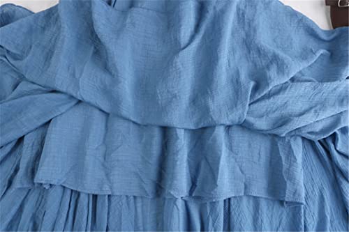 Jupe plissée taille élastique coton lin pour ajustement parfait gris - 5