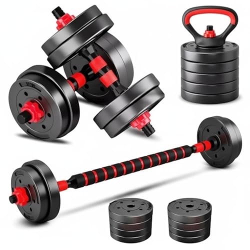 Kit Halteres Barras Anilhas Kettlebell Musculação 6 em 1 Peso Aju...