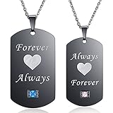 Thintom Couples Necklaces Forever Always Matching Set Titanium Stainless Steel Couple Pendant Necklace in a Gift Box