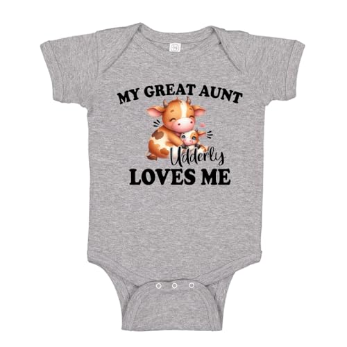 My Great Aunt Udderly Loves Me Baby Bodysuit Infant One Piece or Toddler T-Shirt Cute Cow Baby Gift