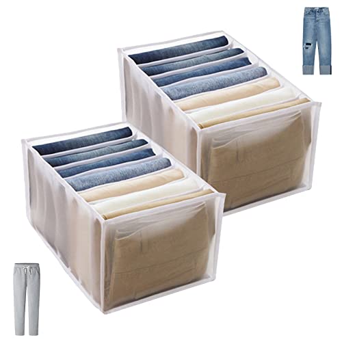 NIBESSER Organizer Armadio per Pantaloni, Salvaspazio Armadio Piegevole per Jeans Separatori per Armadio per Pantanloncini Organizattore Armadio Leggero Lavabile Antimuffa，Set da 2，Bianco