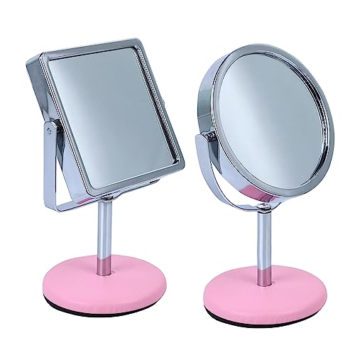 Image of NFI essentials Pack of 2 Dressing Table Cosmetic Makeup Mirror with Stand, Mirror for Multipurpose Tabletop Vanity Mirror Shaving Mirror Bathroom Mirror Magnifying Mirror Standing Mirror