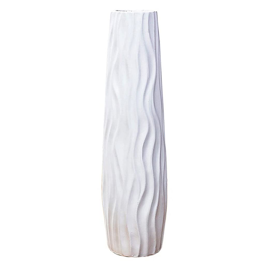 asdchZen Vase Corrugated Pattern Ceramic Vase Table Decoration Home Decoration Black And White Simple Floor-Standing Large Vase,Black,11×46Cm,White-11×46cm