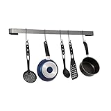 Rack It Up Long Wall Rack Utensil Bar with 12 hooks, Steel Gray Hammertone