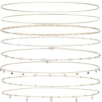 Ptwola 8 Stüc Bauchkette Gold Damen Verstellbarer Taillenketten Körperketten Bikini Taillenschmuck 18K Vergoldet Belly Waist Chain für Frauen Mädchen