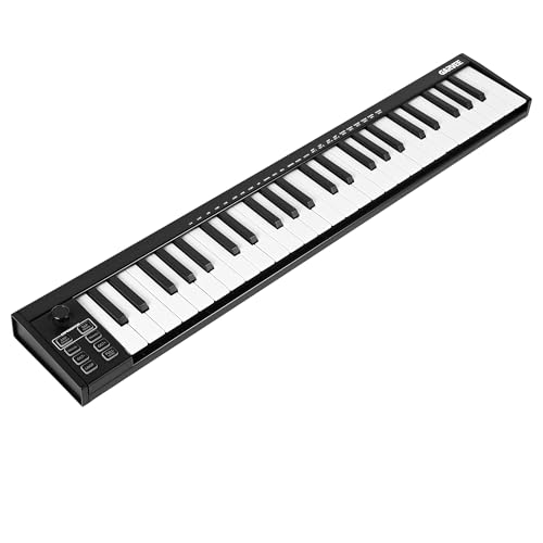 Image of 49 Key USB MIDI Keyboard Controller with OLED Display, 8 Drum Pads, DAW Integration for Music Production, Black