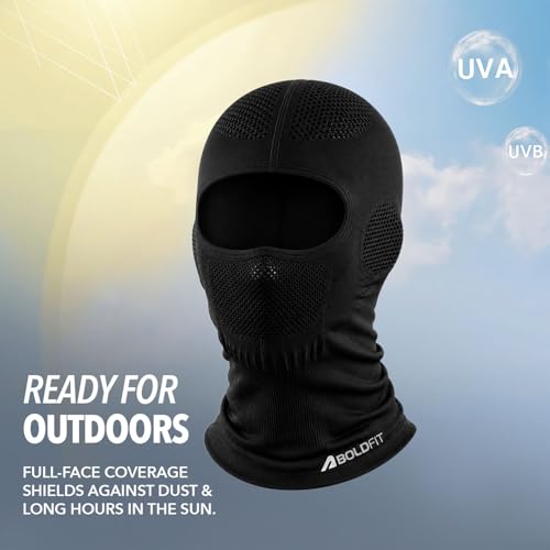 Image of Boldfit Balaclava Face Mask for Men & Women, Full Head & Neck Cover with Breathable Honeycomb Mesh for Bike Riding, Cycling, Skiing & Outdoor Sports, UV Sun Dust Wind Protection Under Helmet Mask