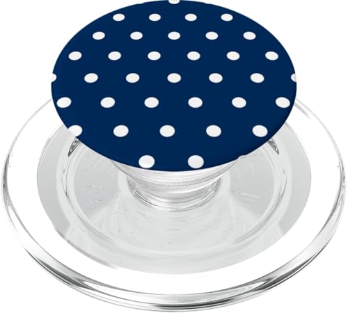 Patrón de Moda de Lunares de Polka Azul Marino y Blanco PopSockets PopGrip para MagSafe