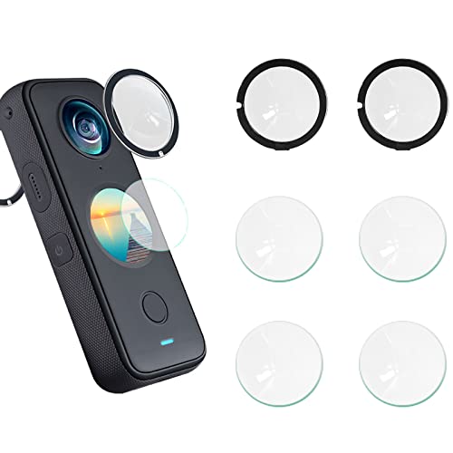 Hoqqf Lens Guard Compatible with insta360 One x2, with Tempered Glass Screen Protector, Oleophobic Anti-Fingerprint Clear Film(6 PCS)