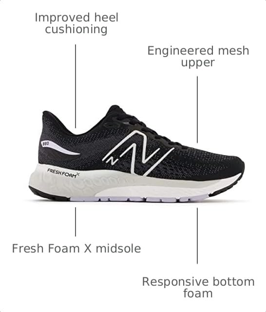 Image of New Balance Women's Fresh Foam 880 V12 Running Shoe, Black /Violet Haze, 6.5 Medium