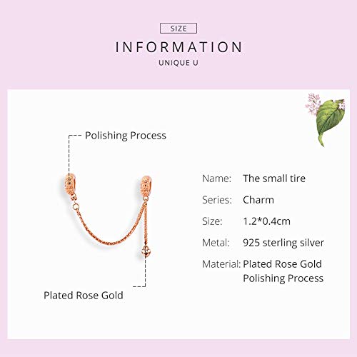 Image of ARTCHARM Heart Safety Chain Charm 925 Sterling Silver Beads fit European Charms Bracelet & Necklace