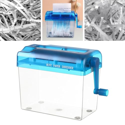 Image of Paper Shredder Mini Portable Home Paper Cutting Machine Manual Shredder Blue